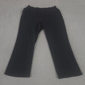 Lands' End Pants Womens XL 18 Black Sport Knit Straight Leg Cotton High Rise